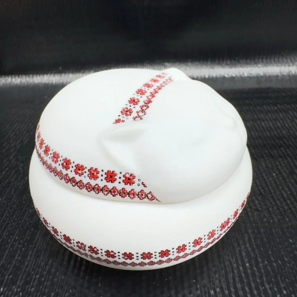 1980s Takahashi Ceramic Trinket Holder Smiling Sleeping Cat Jewelry Holder VTG‎